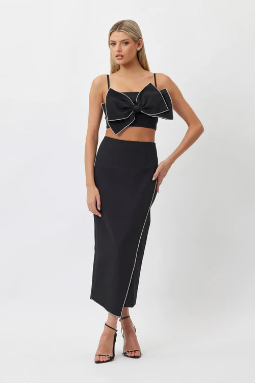 Bianca and Bridgett Aster Bow Crop Top and Indie Midi Skirt