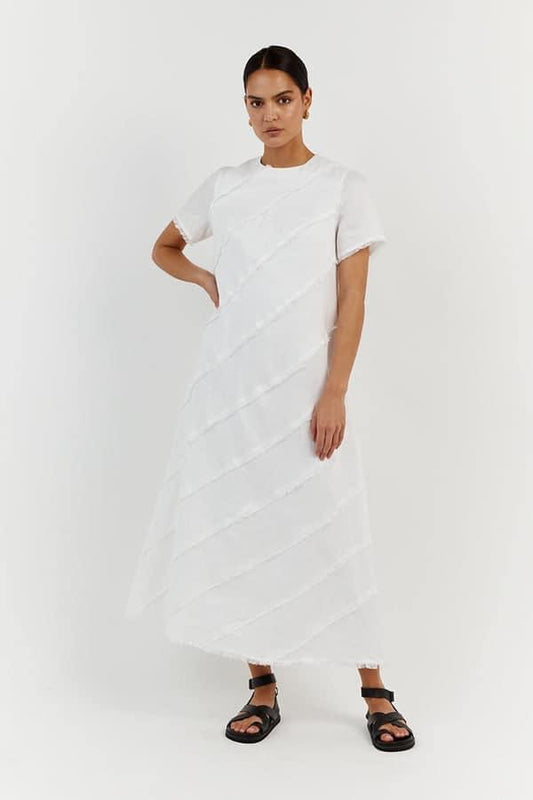 DISSH Alexa White Linen Sleeved Dress