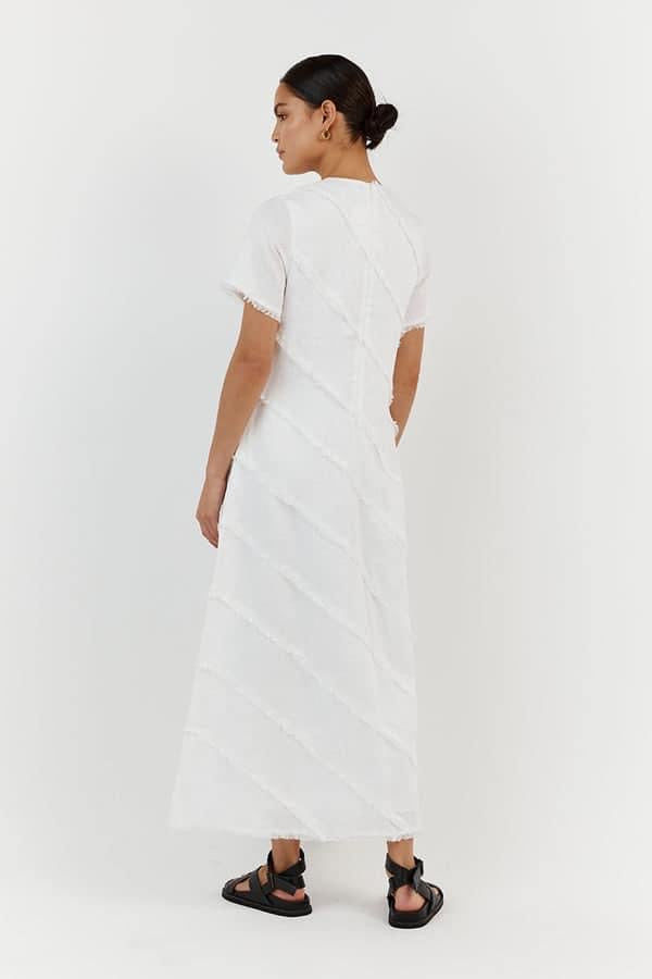 DISSH Alexa White Linen Sleeved Dress