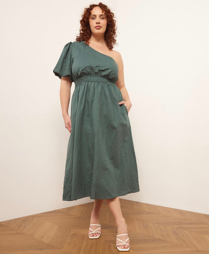 Atmos&Here Curvy Jasmine Linen Blend One Shoulder Midi Dress (20)