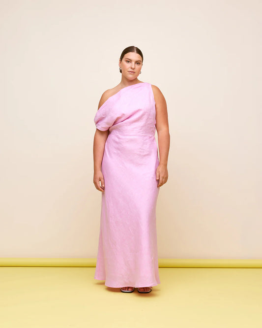 Ruby Melon Linen Maxi Dress