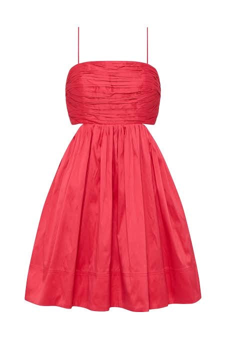 Aje Liza Ruched Baby Doll Dress Rouge Pink